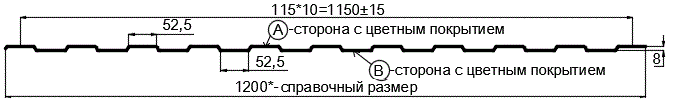 Фото: Профнастил С8 х 1150 - B Двусторонний (ПЭ_Д-01-8017-0.4±0.08мм) в Дзержинском