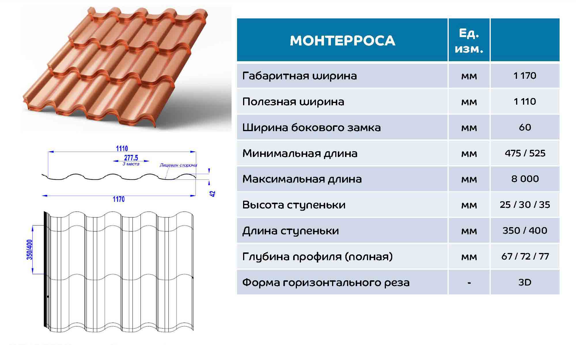 Металлочерепица МП Монтерроса-M (PURETAN-20-RR29-0.5) в Дзержинском