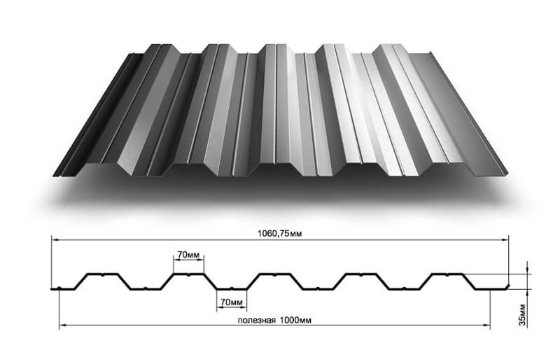 Профнастил НС35 х 1000 - A (PURMAN-20-Argillite-0.5) в Дзержинском