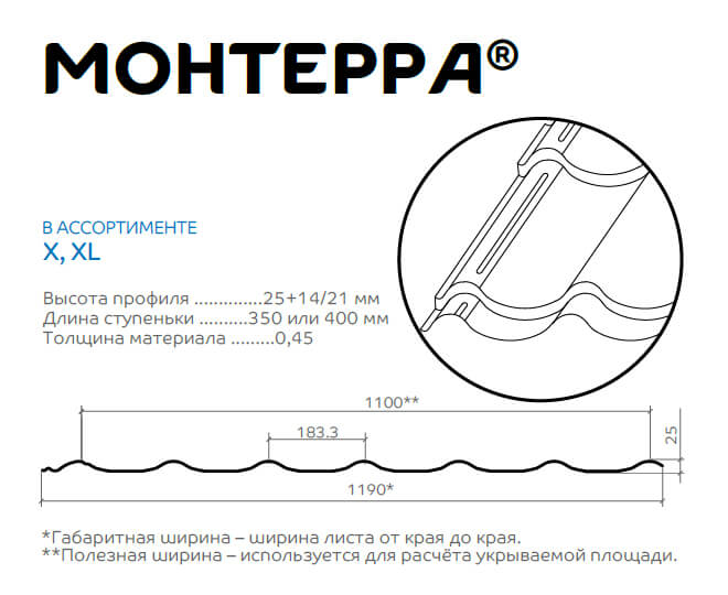 Профиль декоративный Монтерра-X (ПЭ-01-7024-0.45) в Дзержинском