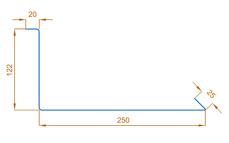 Планка примыкания нижняя 250х122х2000 (ПЭ-01-1014-0.4) в Дзержинском