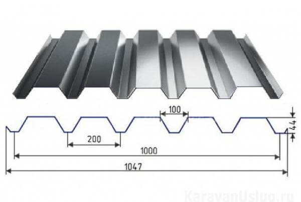 Профнастил С44 х 1000 - B (ПЭ-01-3009-0.7) в Дзержинском