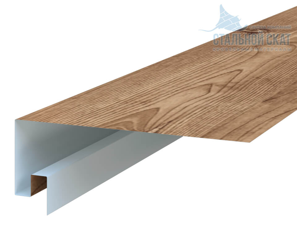 Планка откоса сложная 3D 245х75х3000 (ECOSTEEL_T-12-Золотой Орех-0.45)