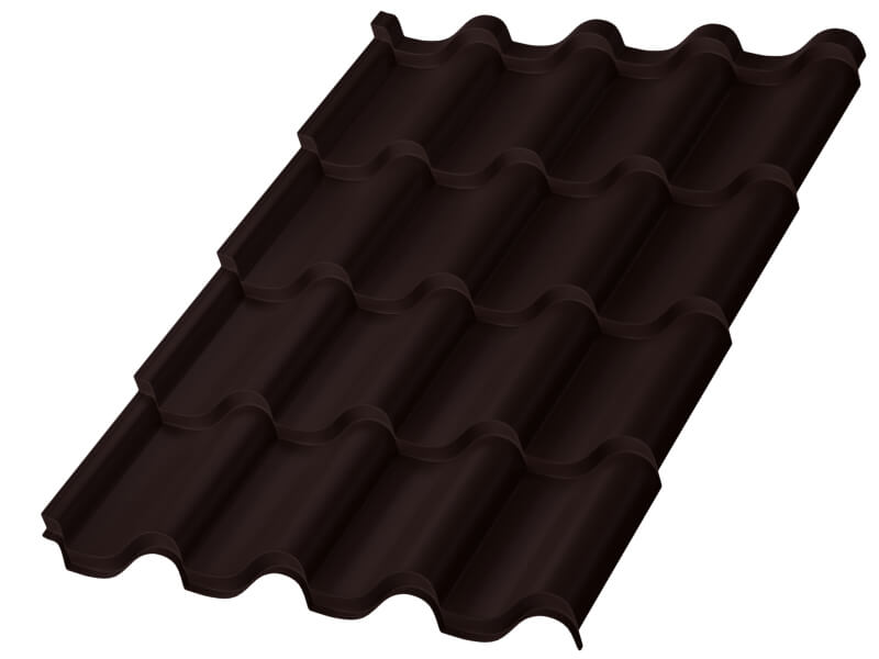 Металлочерепица МП Монтерроса-S (VALORI-20-DarkBrown-0.5)