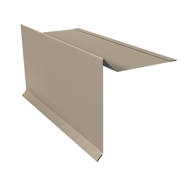 Планка ветровая с отгибом для мягкой кровли 100х20х70 0,5 Satin с пленкой RAL 1015 светлая слоновая 